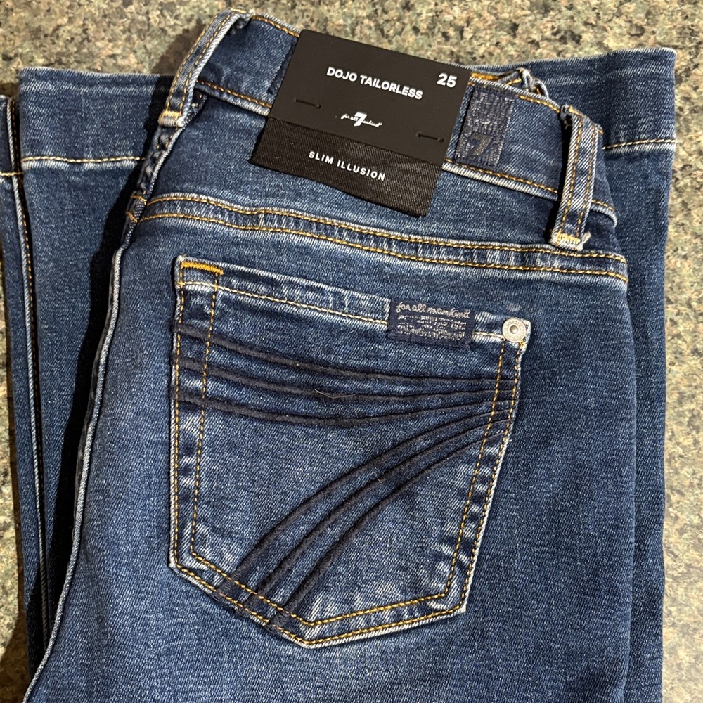 7 For All Mankind Blue Boot Cut Jeans
